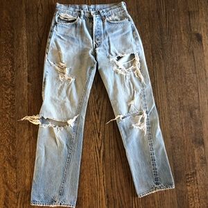 RARE VINTAGE SELVEDGE LEVIS 501 Sz 27 DISTRESSED